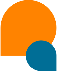 TechSoup Talks icon: A blue speech bubble overlaid on a larger orange speech bubble.